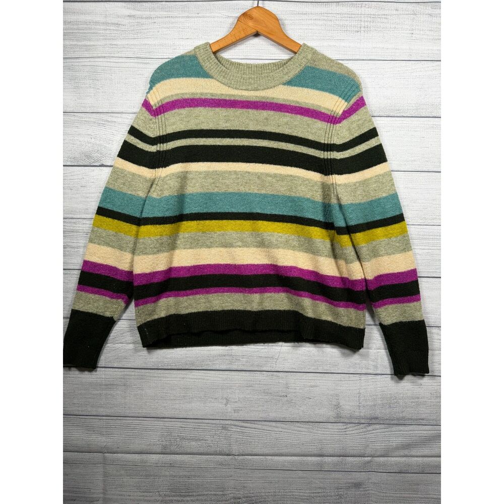 A New Day Women's Large Multicolor Striped Crewneck Knit Sweater 4412